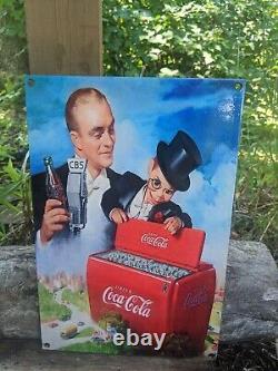 Vintage Coca-cola Cbs Porcelain Enamel Metal Advertising Soda Sign 12 X 8