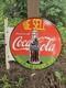 Vintage Coca-cola Double-sided Flange Porcelain Sign We Sell Coke 17