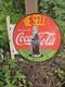 Vintage Coca-cola Double-sided Flange Porcelain Sign We Sell Coke 17 Gas Sign