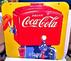 Vintage Coca-cola Fountain Dispenser Porcelain Sign 25 Nmint