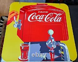 Vintage Coca-cola Fountain Dispenser Porcelain Sign 25 Nmint