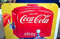 Vintage Coca-cola Fountain Dispenser Porcelain Sign 25 Nmint