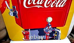 Vintage Coca-cola Fountain Dispenser Porcelain Sign 25 Nmint