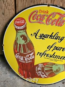 Vintage Coca-cola Grocery Store Porcelain Sign 30 Super Nice