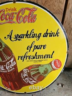 Vintage Coca-cola Grocery Store Porcelain Sign 30 Super Nice