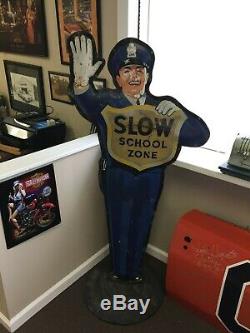 Vintage Coca-cola Policeman School Crossing Guard Original Coke Advertising Sign