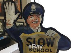 Vintage Coca-cola Policeman School Crossing Guard Original Coke Advertising Sign