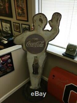 Vintage Coca-cola Policeman School Crossing Guard Original Coke Advertising Sign