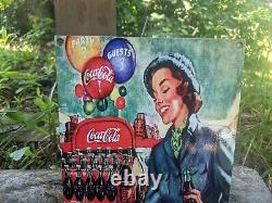 Vintage Coca-cola Porcelain Enamel Metal Advertising Soda Sign 12 X 8