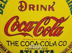 Vintage Coca-cola Porcelain Sign 18 Coke Soda Pop Atlanta Beverage Coke Bottle