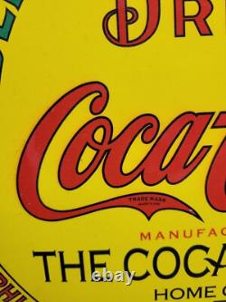 Vintage Coca-cola Porcelain Sign 18 Coke Soda Pop Atlanta Beverage Coke Bottle