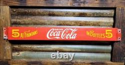 Vintage Coca-cola Porcelain Sign Door Push Bar Soda Beverage Drink Food Coke Pop