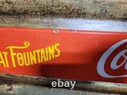 Vintage Coca-cola Porcelain Sign Door Push Bar Soda Beverage Drink Food Coke Pop