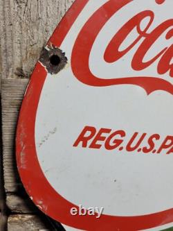 Vintage Coca-cola Porcelain Sign Old 40 Soda Pop Beverage Food Store Coke Boy