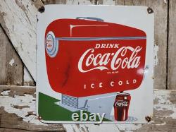 Vintage Coca-cola Porcelain Sign Old Coke Diner Fountain Soda Beverage Pop Drink