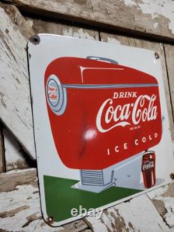 Vintage Coca-cola Porcelain Sign Old Coke Diner Fountain Soda Beverage Pop Drink
