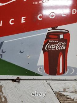 Vintage Coca-cola Porcelain Sign Old Coke Diner Fountain Soda Beverage Pop Drink