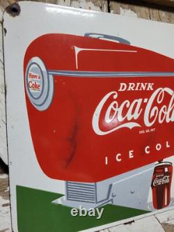 Vintage Coca-cola Porcelain Sign Old Coke Diner Fountain Soda Beverage Pop Drink