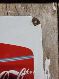 Vintage Coca-cola Porcelain Sign Old Coke Diner Fountain Soda Beverage Pop Drink