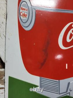 Vintage Coca-cola Porcelain Sign Old Coke Diner Fountain Soda Beverage Pop Drink