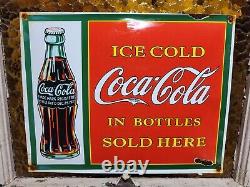 Vintage Coca-cola Porcelain Sign Soda Coke Pop 17 Restaurant Beverage Drink