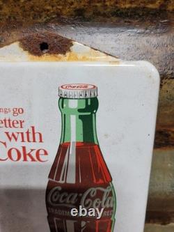 Vintage Coca-cola Porcelain Sign Soda Old Thermometer Coke Beverage Food Drink