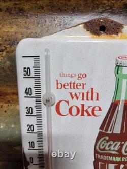 Vintage Coca-cola Porcelain Sign Soda Old Thermometer Coke Beverage Food Drink