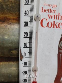 Vintage Coca-cola Porcelain Sign Soda Old Thermometer Coke Beverage Food Drink
