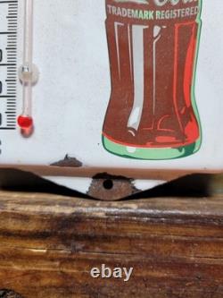 Vintage Coca-cola Porcelain Sign Soda Old Thermometer Coke Beverage Food Drink