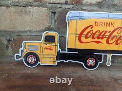 Vintage Coca-cola Simitruck Sprite Boy Porcelain Soda Metal Sign 17 X 5