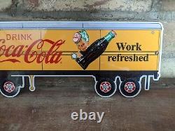Vintage Coca-cola Simitruck Sprite Boy Porcelain Soda Metal Sign 17 X 5