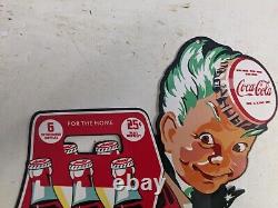 Vintage Coca-cola Sprite Boy Porcelain Gas Station Metal Die-cut Sign Coke Cola