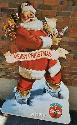 Vintage Coca-cola Store Display Sign Cardboard Standee Coke Santa Christmas 6 Ft
