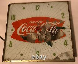 Vintage Coke Advertising Drink Coca-Cola Light Up 15x15 Wall Clock Electric Sign