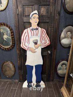 Vintage Coke Coca Cola Advertising Wood Cut Out Waiter Restaurant Vintage