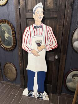 Vintage Coke Coca Cola Advertising Wood Cut Out Waiter Restaurant Vintage