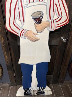 Vintage Coke Coca Cola Advertising Wood Cut Out Waiter Restaurant Vintage