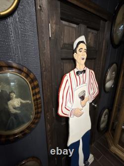 Vintage Coke Coca Cola Advertising Wood Cut Out Waiter Restaurant Vintage