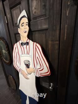 Vintage Coke Coca Cola Advertising Wood Cut Out Waiter Restaurant Vintage