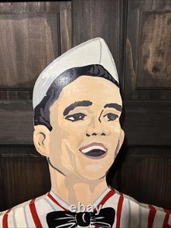 Vintage Coke Coca Cola Advertising Wood Cut Out Waiter Restaurant Vintage