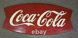 Vintage Coke Coca- Cola Fish Tail Metal Sign 42X 20 Advertising Antique