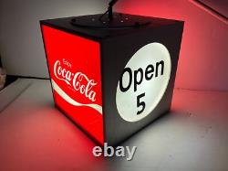 Vintage Coke Coca-cola Light Up Rotating Cube Store Display. Works