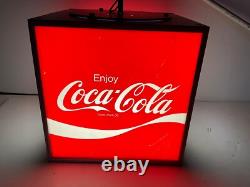 Vintage Coke Coca-cola Light Up Rotating Cube Store Display. Works