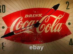 Vintage Coke Drink Coca-Cola White Light Up 15x15 Wall Clock Electric Sign