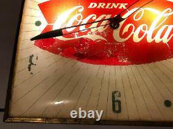 Vintage Coke Drink Coca-Cola White Light Up 15x15 Wall Clock Electric Sign