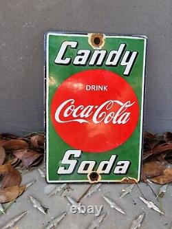 Vintage Coke Porcelain Sign Coca Cola Candy Soda General Store Oil Gas Station