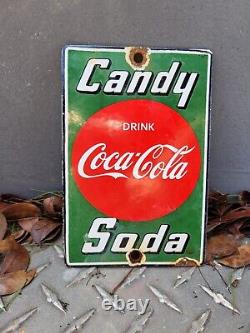 Vintage Coke Porcelain Sign Coca Cola Candy Soda General Store Oil Gas Station