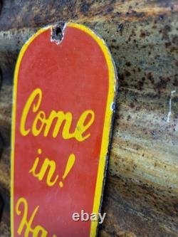 Vintage Coke Porcelain Sign Old Soda Coca Cola General Store Screen Door Push