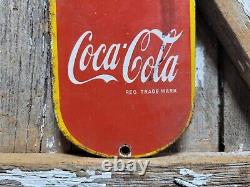 Vintage Coke Porcelain Sign Old Soda Coca Cola General Store Screen Door Push