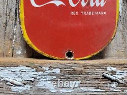 Vintage Coke Porcelain Sign Old Soda Coca Cola General Store Screen Door Push